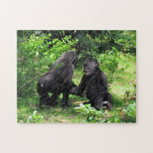Baby Gorillas som spelar Puzzle Pussel