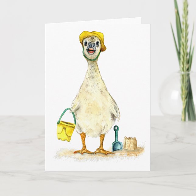 Baby Gosling om stranden Helgkort (Framsida)