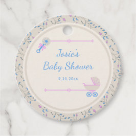 Baby Grace Blue och Rosa Baby Shower Gåvor Etiketter