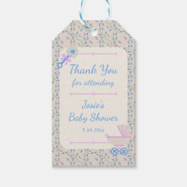 Baby Grace Blue och Rosa Baby Shower Gift Märkre Presentetikett