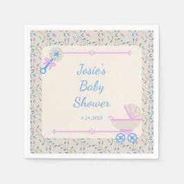 Baby Grace Blue och Rosa Baby Shower Pappersservett