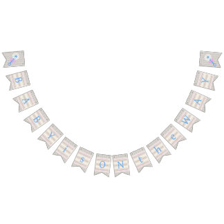 Baby Grace Blue och Rosa Stripe Baby Shower Vimplar