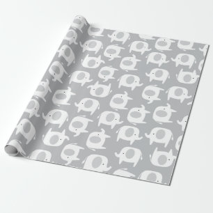 Baby Grått och vit elefant, Papper inslagning Presentpapper