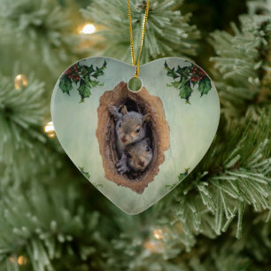 Baby Grått Squirrels jul Julgransprydnad Keramik