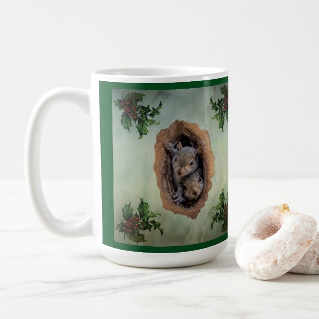 Baby Grått Squirrels jul Kaffemugg (Med munk)