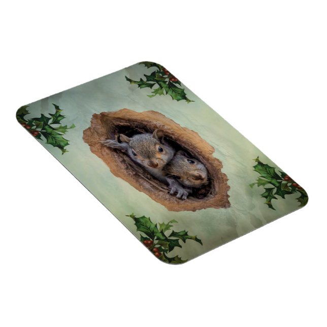 Baby Grått Squirrels jul Magnet (Högersidan)
