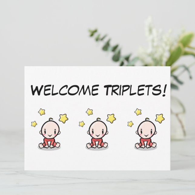Baby-grattis-kort för triplets. inbjudningar (Stående Fram)