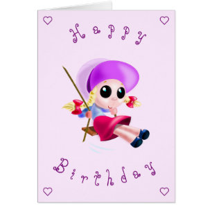 Baby Grattis på födelsedagen Card Little Girl Swin Hälsningskort