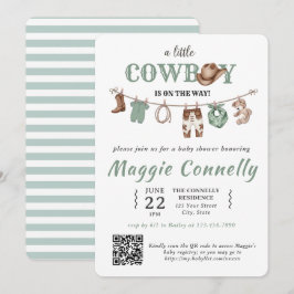 Baby Green Little Cowboy is on the Way Invitation Inbjudningar