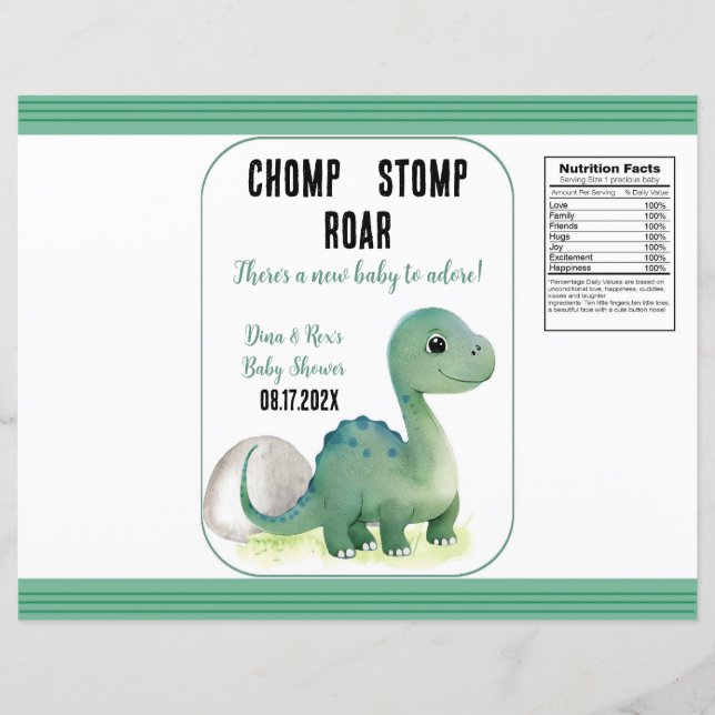 Baby Grönt Dinosaur Chomp Stomp Roar Chip Bag (Framsida)