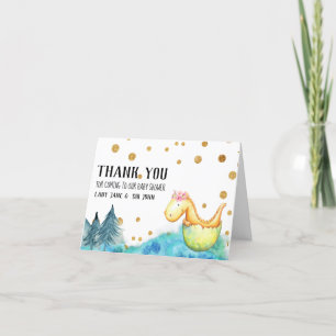 *~* Baby Grönt Dragon Girl Baby Shower Tack Kort