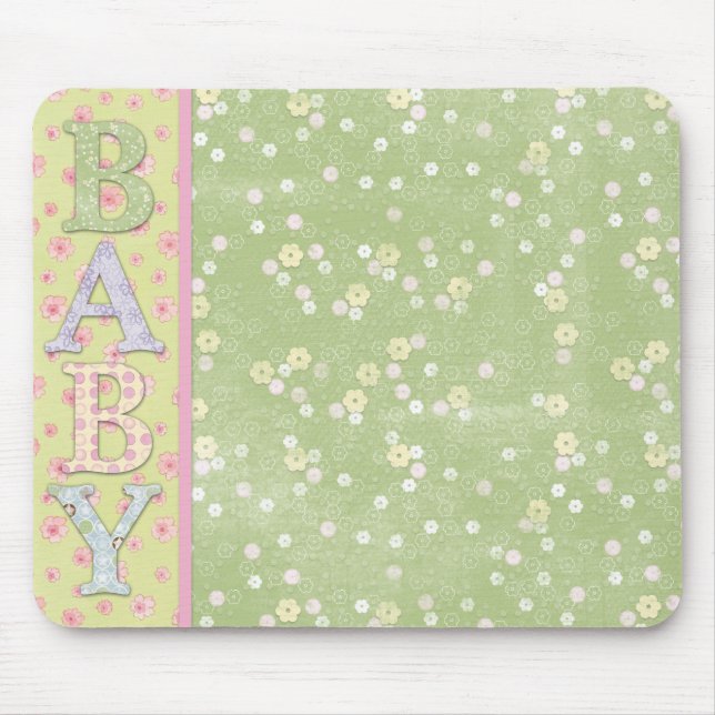 Baby Grönt Gult Rosa ros Mousepad Mouse Pad Musmatta (Framsidan)