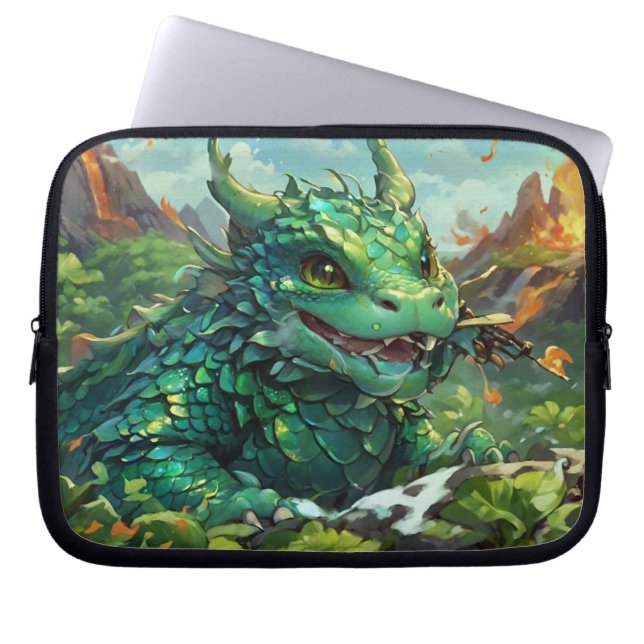 Baby Grönt Hawaiian Fire Dragon & Vulkaners Laptop Fodral (Framsidan)