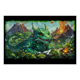 Baby Grönt Hawaiian Fire Dragon & Vulkaners Perfect Poster