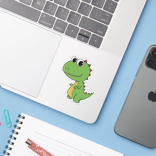 Baby grönt lycklig toothy cheeky dinosaur-dekal klistermärken