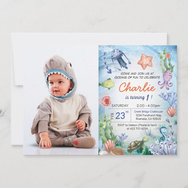 Baby-hajfödelsedag Inbjudningar (Framsida)