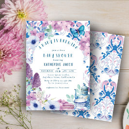 Baby håller på att andas blommigt Bebisduschen i T Inbjudningar