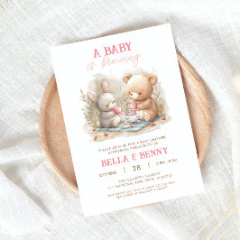 Baby håller på att blåsa in babyvisaren i Tea Part Inbjudningar