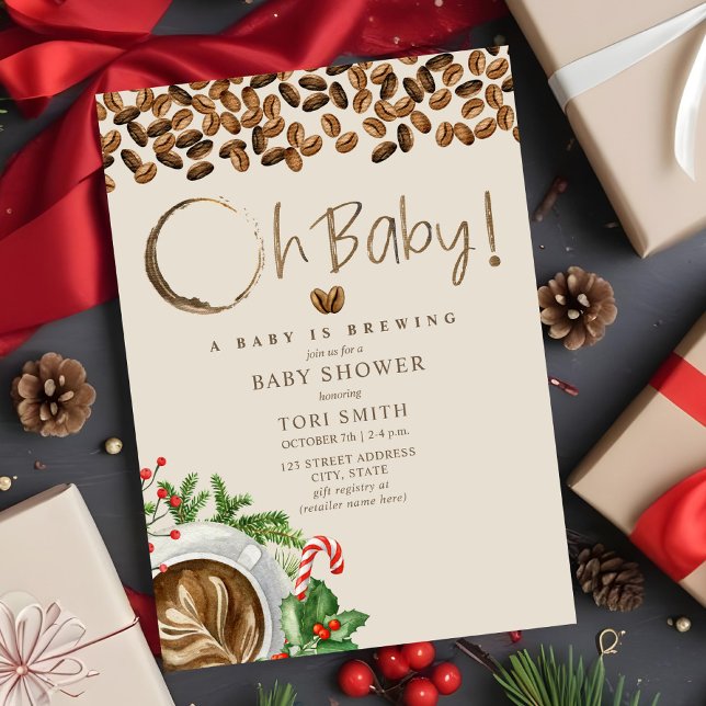 Baby håller på att blåsa julkaffeskabb i Baby Inbjudningar (Skapare uppladdad)