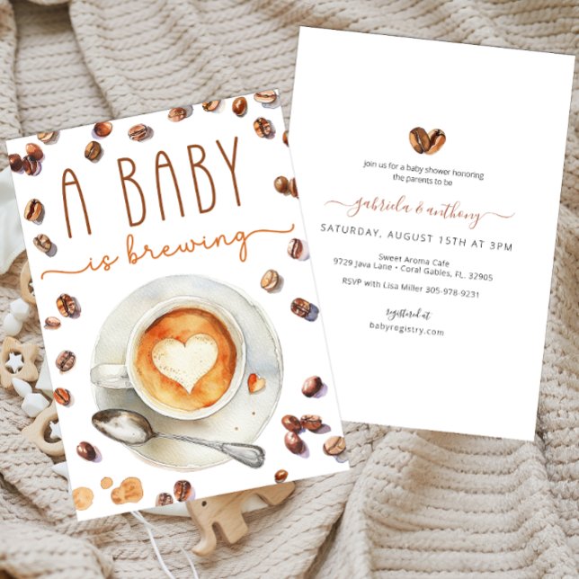 Baby håller på att blåsa småbarnshuggare för kaffe inbjudningar (A Baby Is Brewing Baby Shower Invitation)