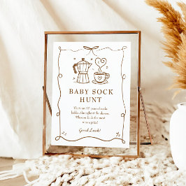 Baby håller på att bryta Baby Sock Hunt-tecken på Poster