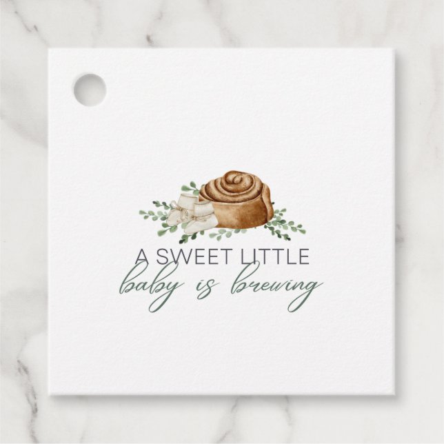 Baby håller på att bryta bakverk gåvor etiketter (Framsida)