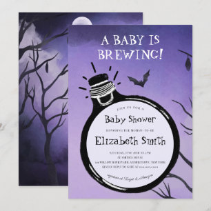 Baby håller på att bryta Halloween-höstens babysko Inbjudningar