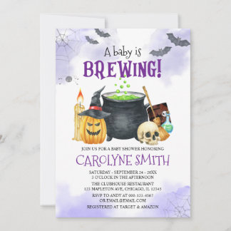 Baby håller på att bryta Halloween-inbjudan till b Inbjudningar