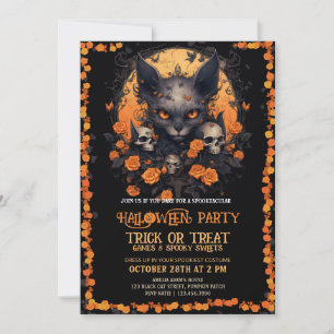 Baby Halloween-Argens kattskinn, blomma Inbjudningar