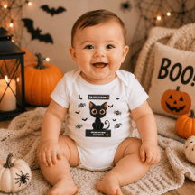 Baby Halloween-bodysuit – Söt svart katt Anpassad