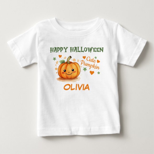 Baby Halloween Cute Pumpkin T Shirt (Framsida)