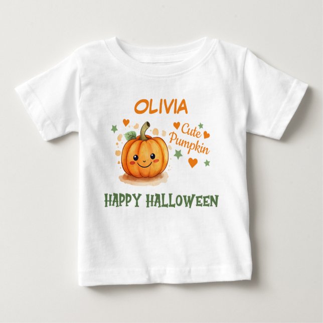 Baby Halloween Söt Pumpa  T Shirt (Framsida)