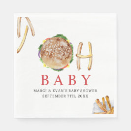Baby Hamburger och Fries Co Ed Baby Shower Pappersservett