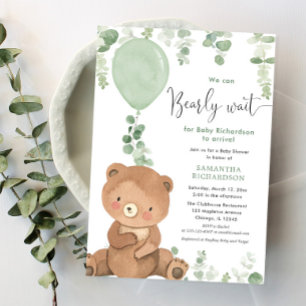 Baby har könsneutral grön babydusch inbjudningar