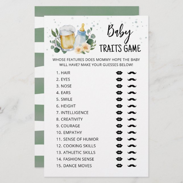 Baby har vilt Greenery Baby brinner i party (Fram/baksida)