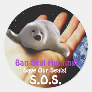 BABY HARP SEAL Anti Seal-Hunt Sticker Runt Klistermärke