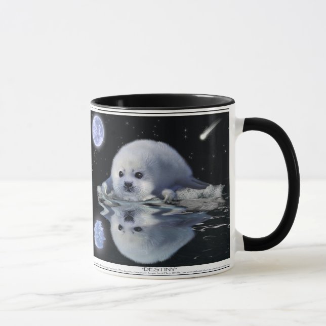 Baby Harp Seal & Måne Wildlife Supporter Gift mugg (Höger)