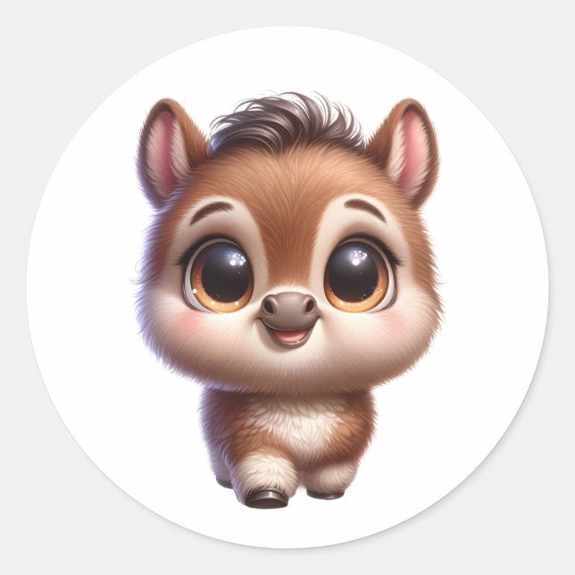 Baby häst runt klistermärke (Framsida)