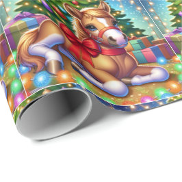 Baby häst som föds upp av Julgran Presentpapper