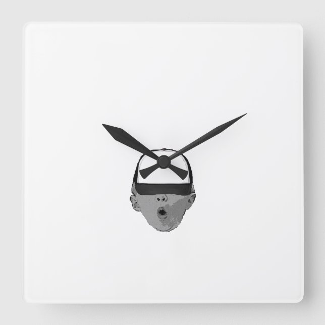 ~Baby Hat~ WALL CLOCK, ANPASSAT DET! Fyrkantig Klocka (Framsida)