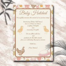 Baby Hatched Chicken Girl Birth Notice