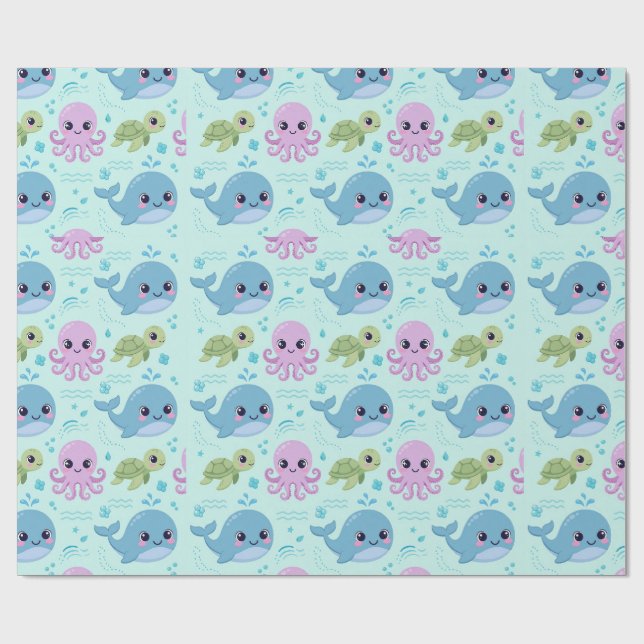 Baby Havsdjur Inpackningspapper Presentpapper (Platt)