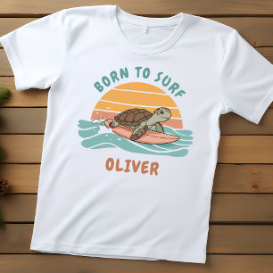 Baby Havssköldpadda Retro Surfstämning - Född att T Shirt