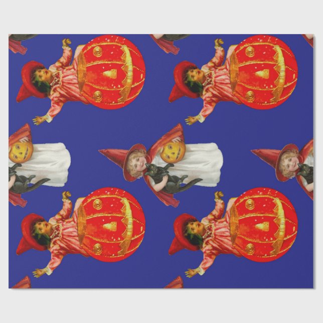 Baby häxor och pumpor på Halloween-natten Presentpapper (Platt)