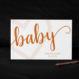 Baby Heart | Bränn Orange - blommande skript Gästböcker