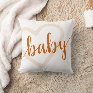 Baby Heart   Bränn Orange - blommande skript Kudde