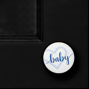 Baby Heart Cerulean Blue Classic Flourish Script Knopp