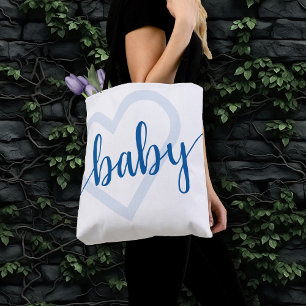 Baby Heart Cerulean Blue Classic Flourish Script Tygkasse