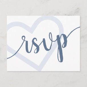 Baby Heart   Dammsint blå doppresent RSVP-rätt Vykort