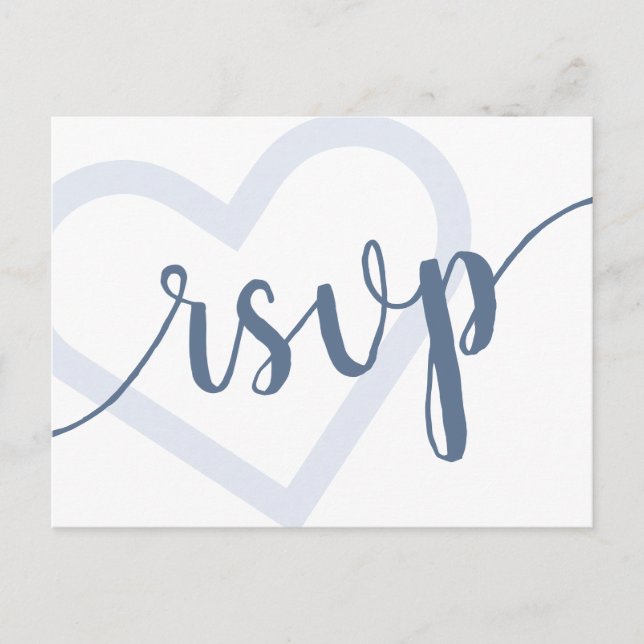 Baby Heart | Dammsint blå doppresent RSVP-rätt Vykort (Framsida)